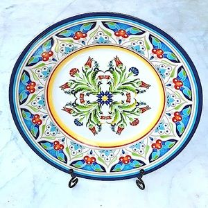 222 FIFTH TUNISIA SALAD PLATE NEW 8 3/8TH INCH ROUND FLORAL BLUE RED YELLOW
